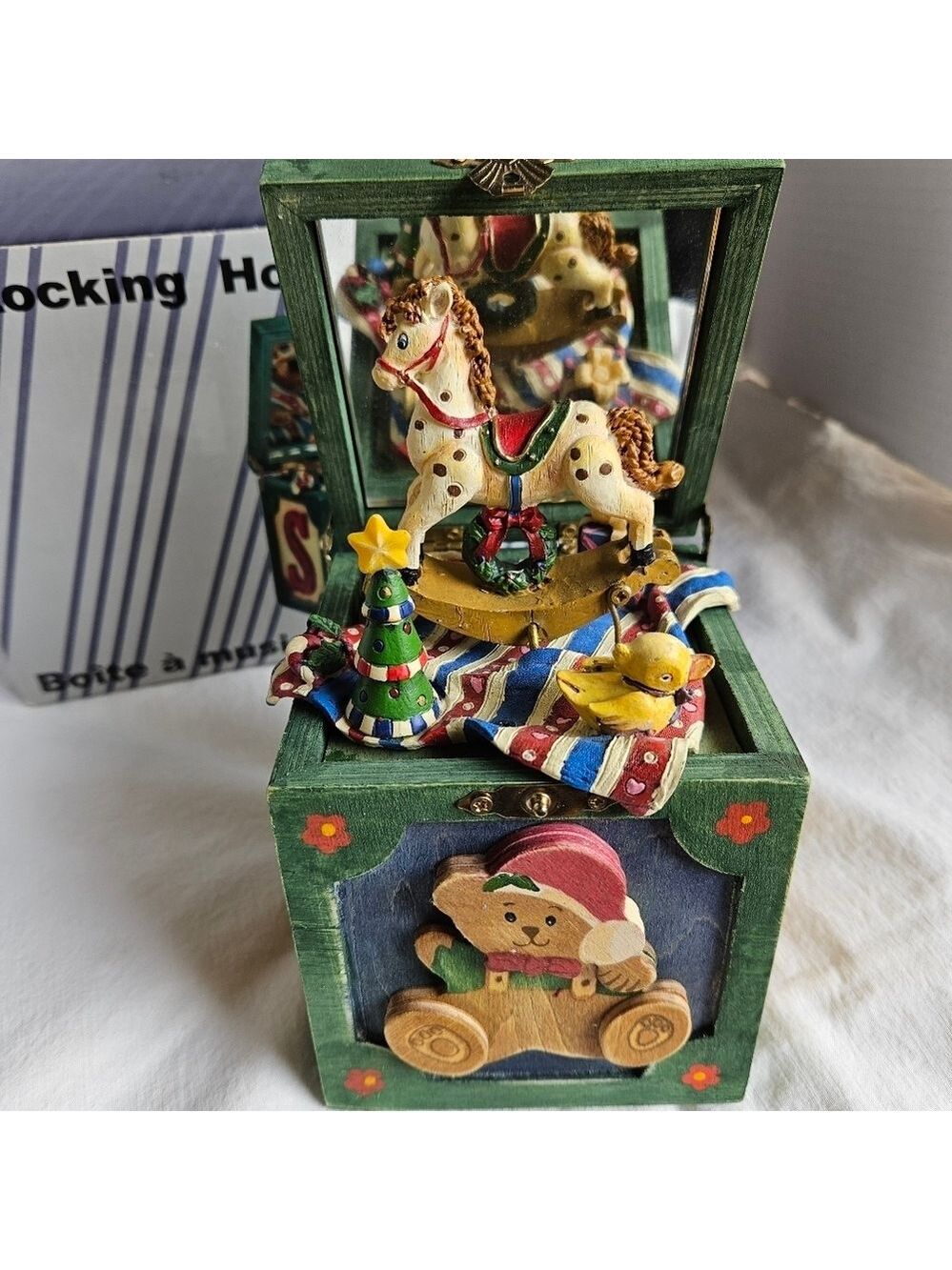 Vintage Christmas-themed Rocking Horse Music Box